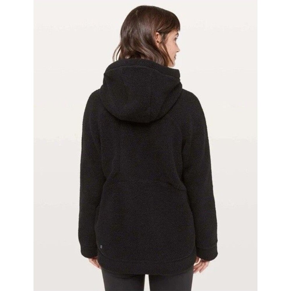 LULULEMON 4 Black So Sherpa hooded jacket wool blend zip up jacket coat fuzzy
